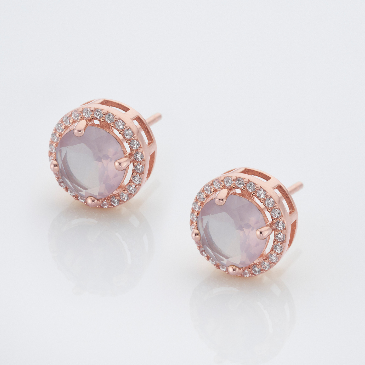 Royal Rose Gold Rose Quartz Earrings