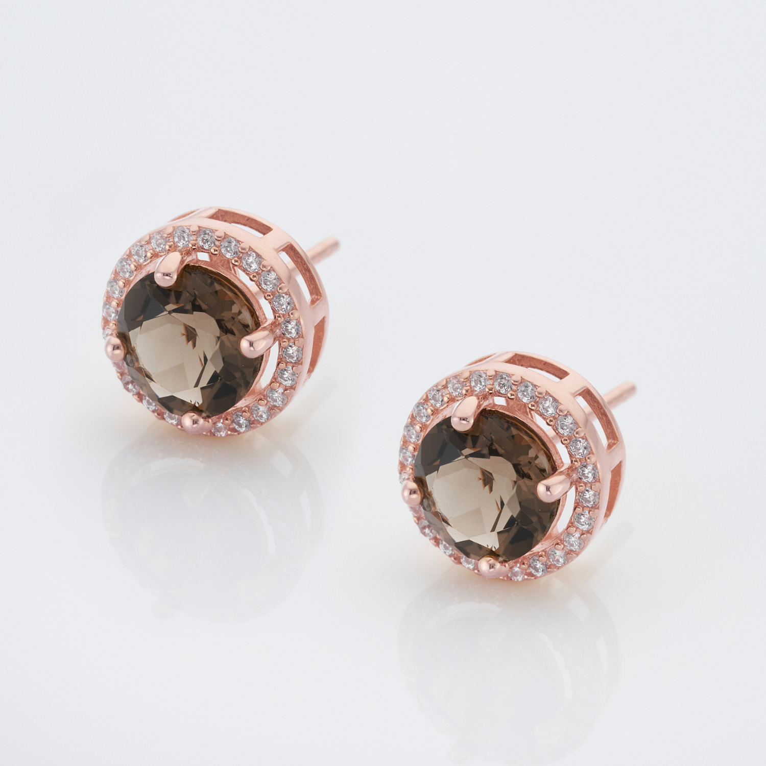 Royal Rose Gold Smoky Quartz Earrings