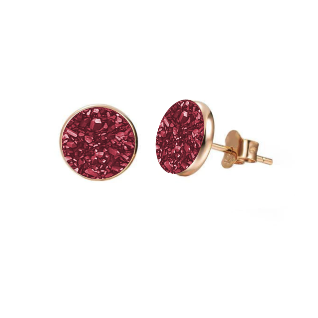 Elara's Rose Gold Red Studs