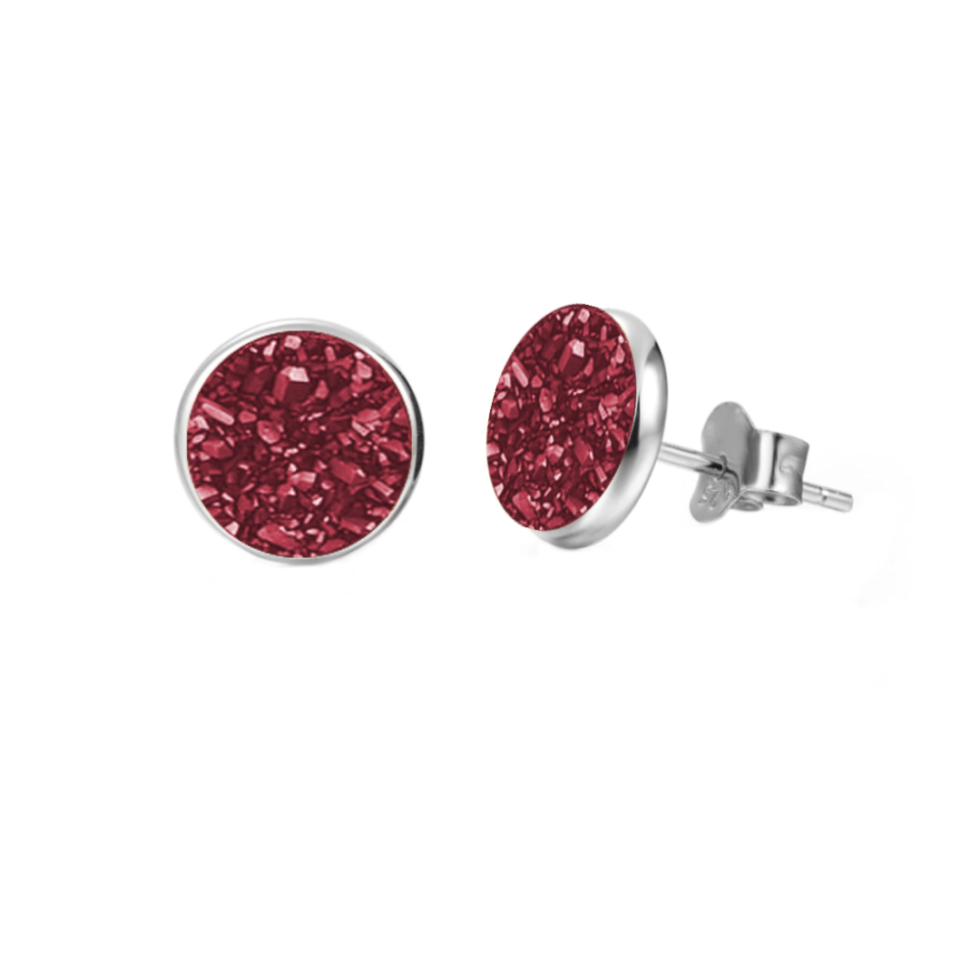 Elara's Silver Red Studs