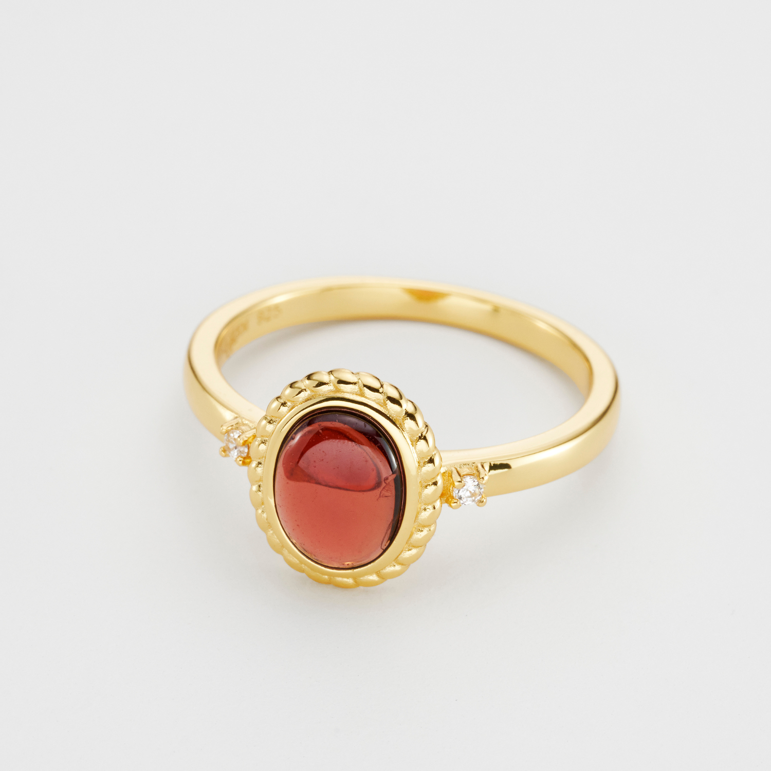18k gold plated sterling silver garnet ring
