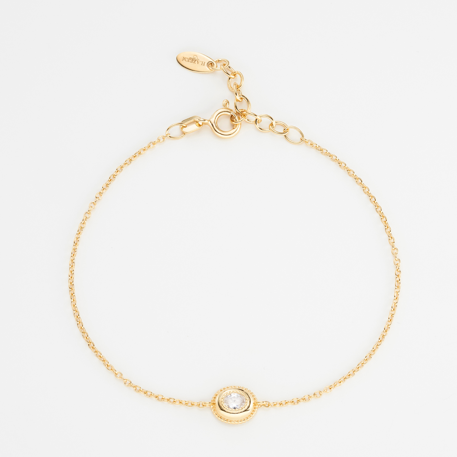 18k gold plated sterling silver oval cubic zirconia bracelet
