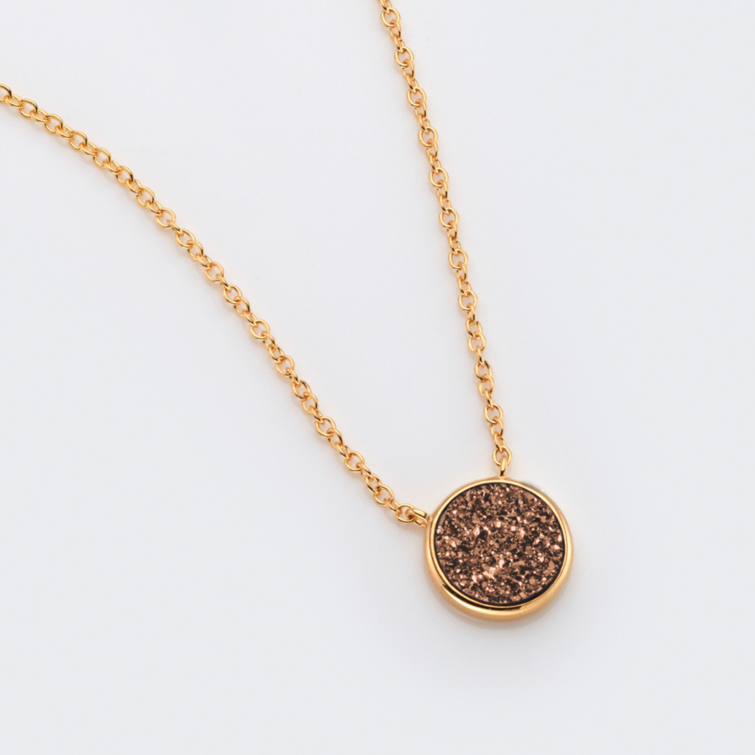 18k gold plated sterling silver Coffee Druzy necklace