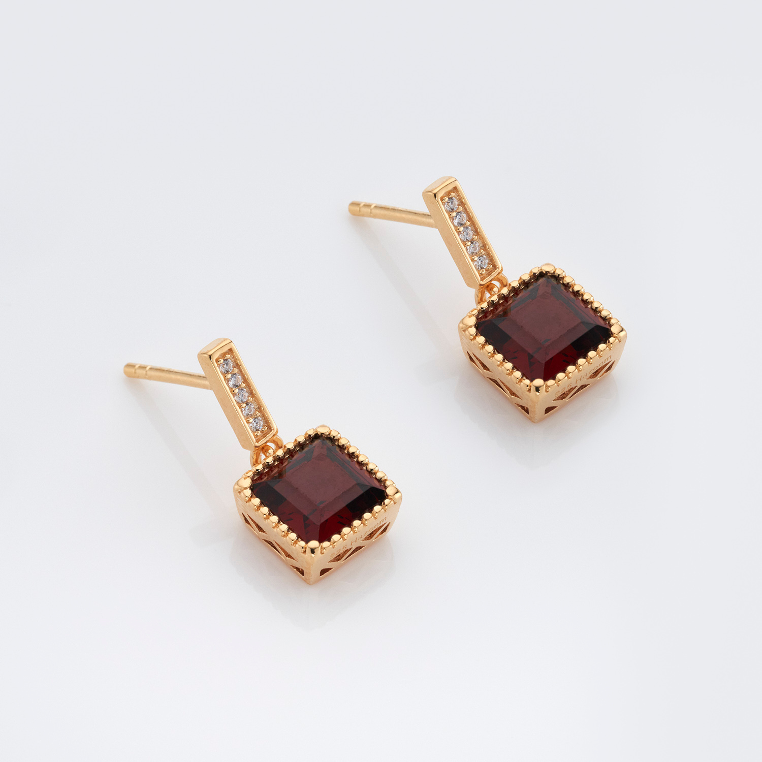 18k gold plated sterling silver Garnet earrings
