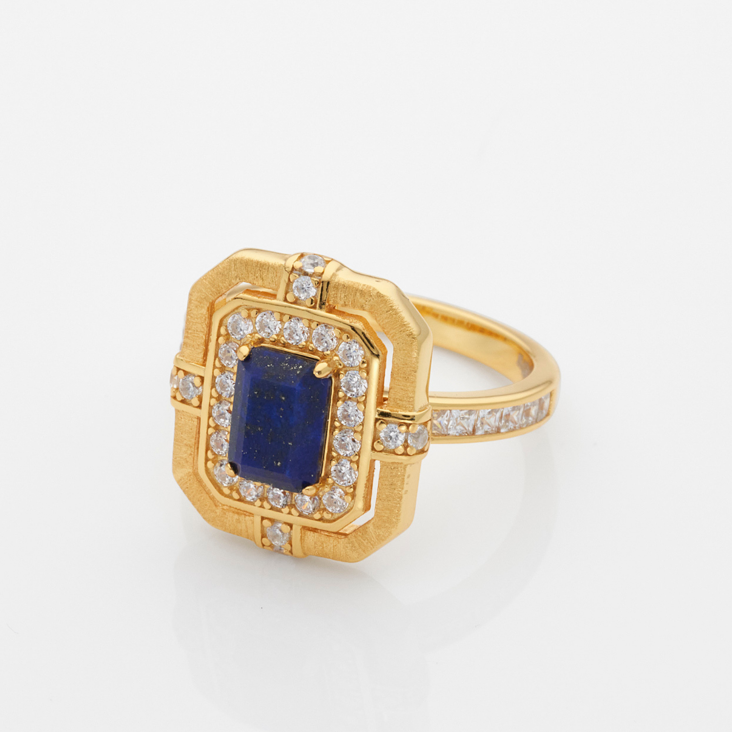 18k gold plated 925 sterling silver lapis lazuli ring, inspired by Greek goddess Hera
