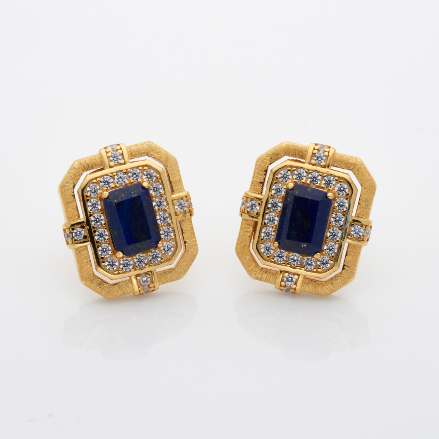 18k Gold plated 925 Sterling Silver stud earrings, design inspired by the Greek Goddess Hera