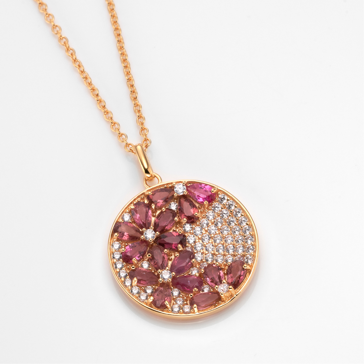 18k gold plated sterling silver Pink Tourmaline necklace