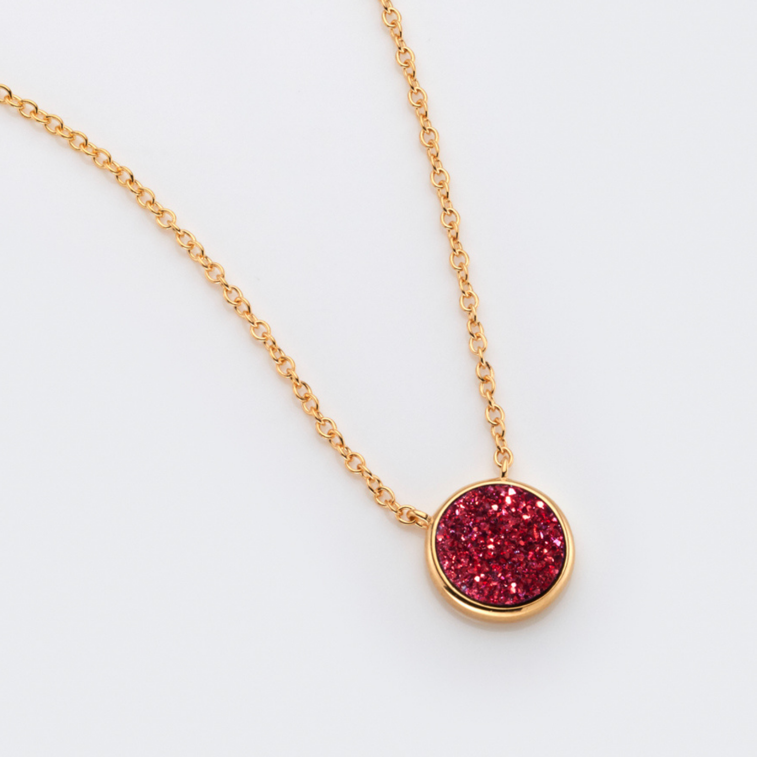 18k gold plated sterling silver Red Druzy necklace