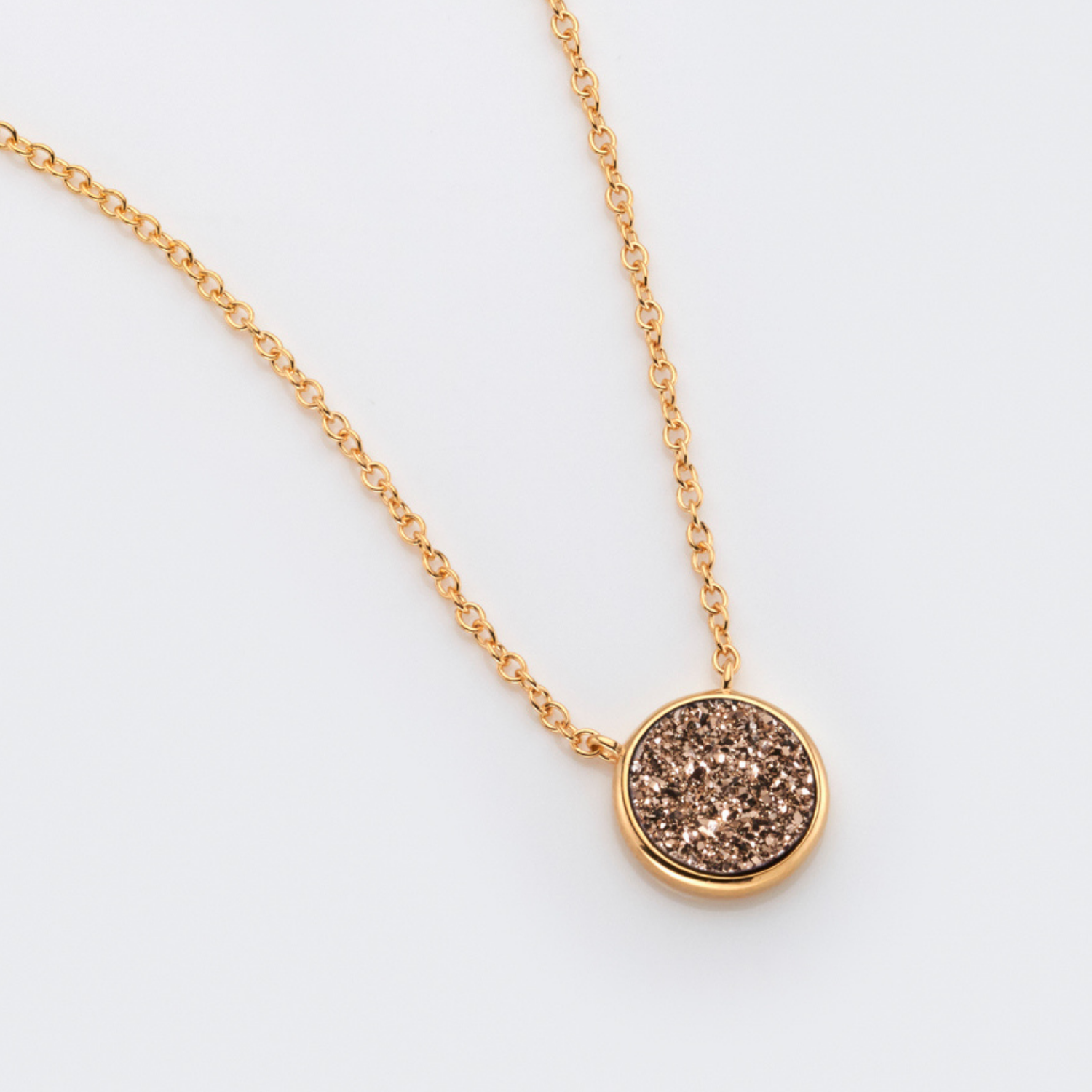 18k gold plated sterling silver Rose Druzy necklace