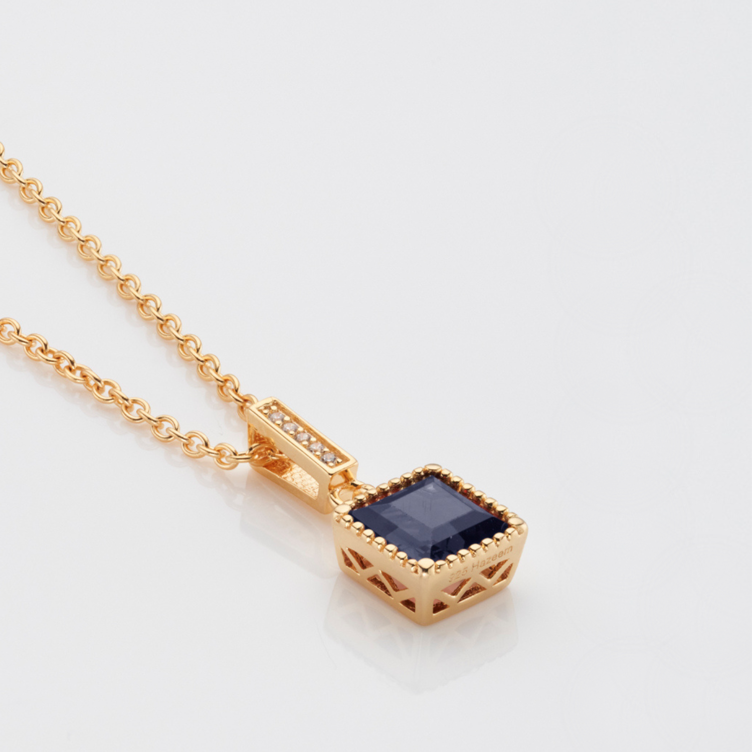 18k gold plated sterling silver Sapphire necklace