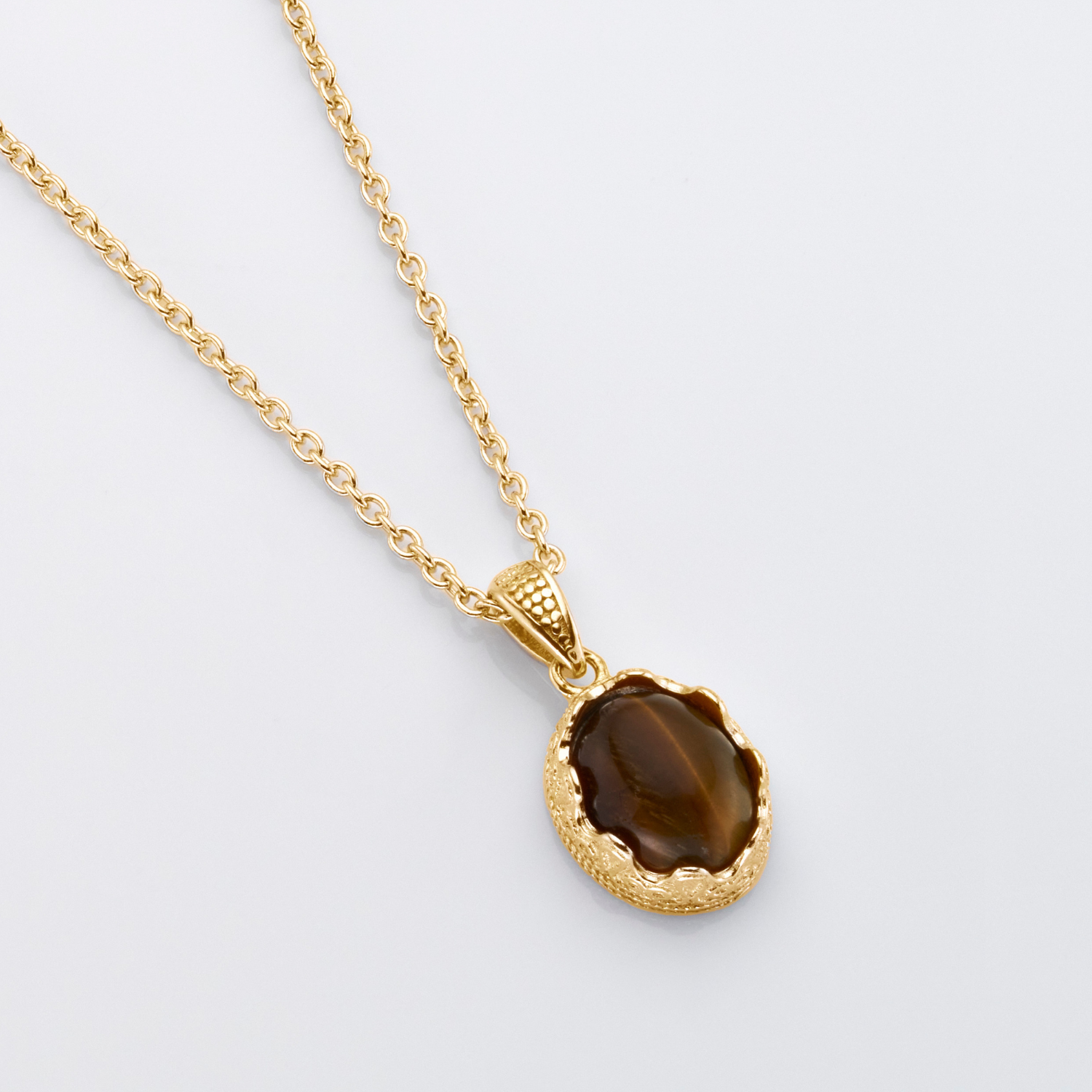18k gold plated 925 sterling silver Tiger's Eye necklace