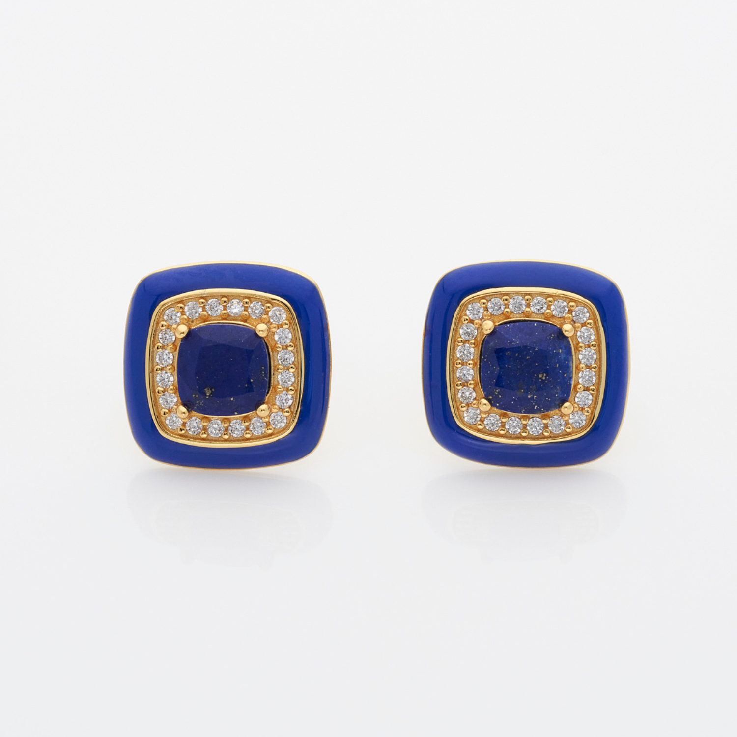 18k gold plated sterling silver Lapis stud earrings