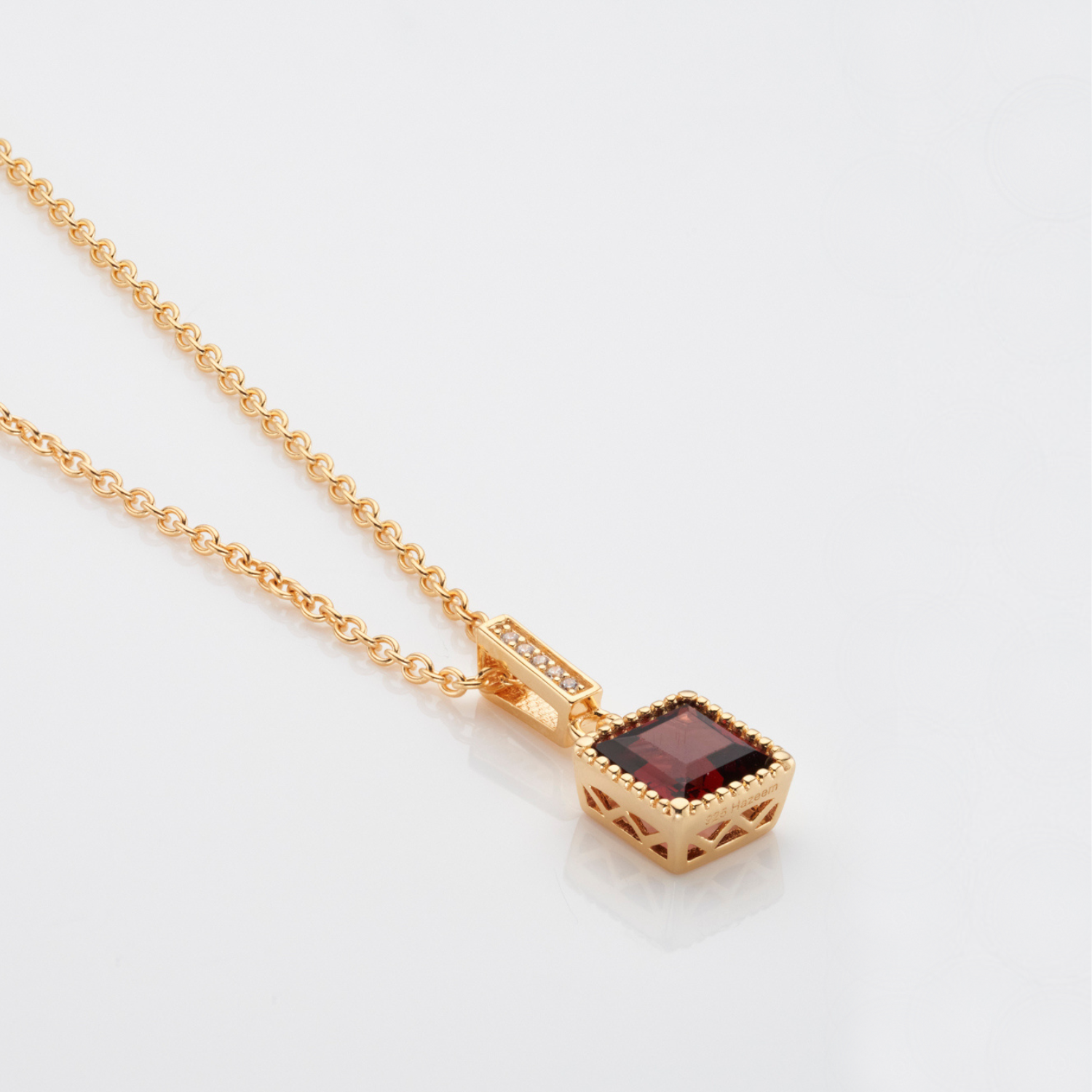 18k gold plated sterling silver Garnet necklace