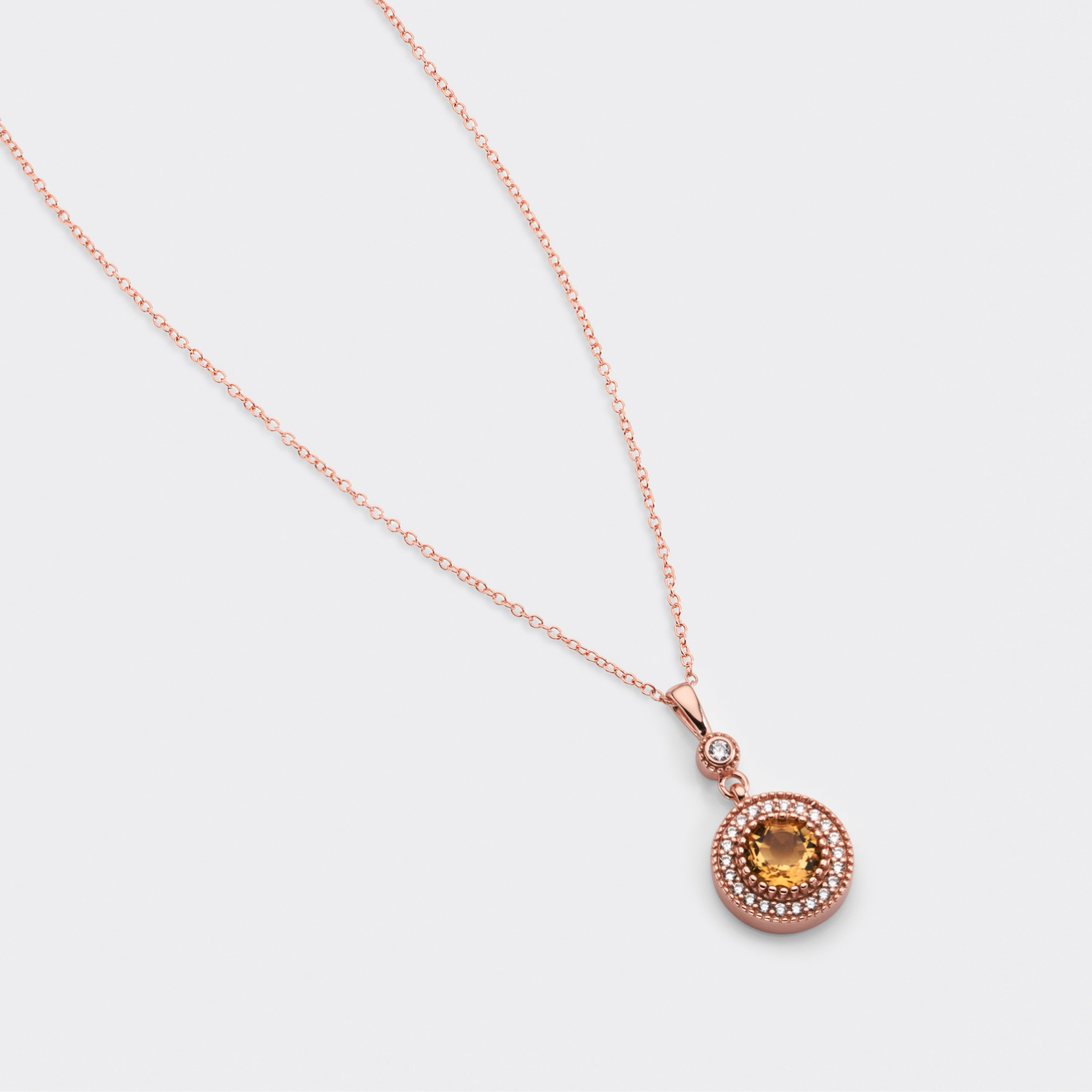 18k rose gold plated sterling silver Citrine necklace