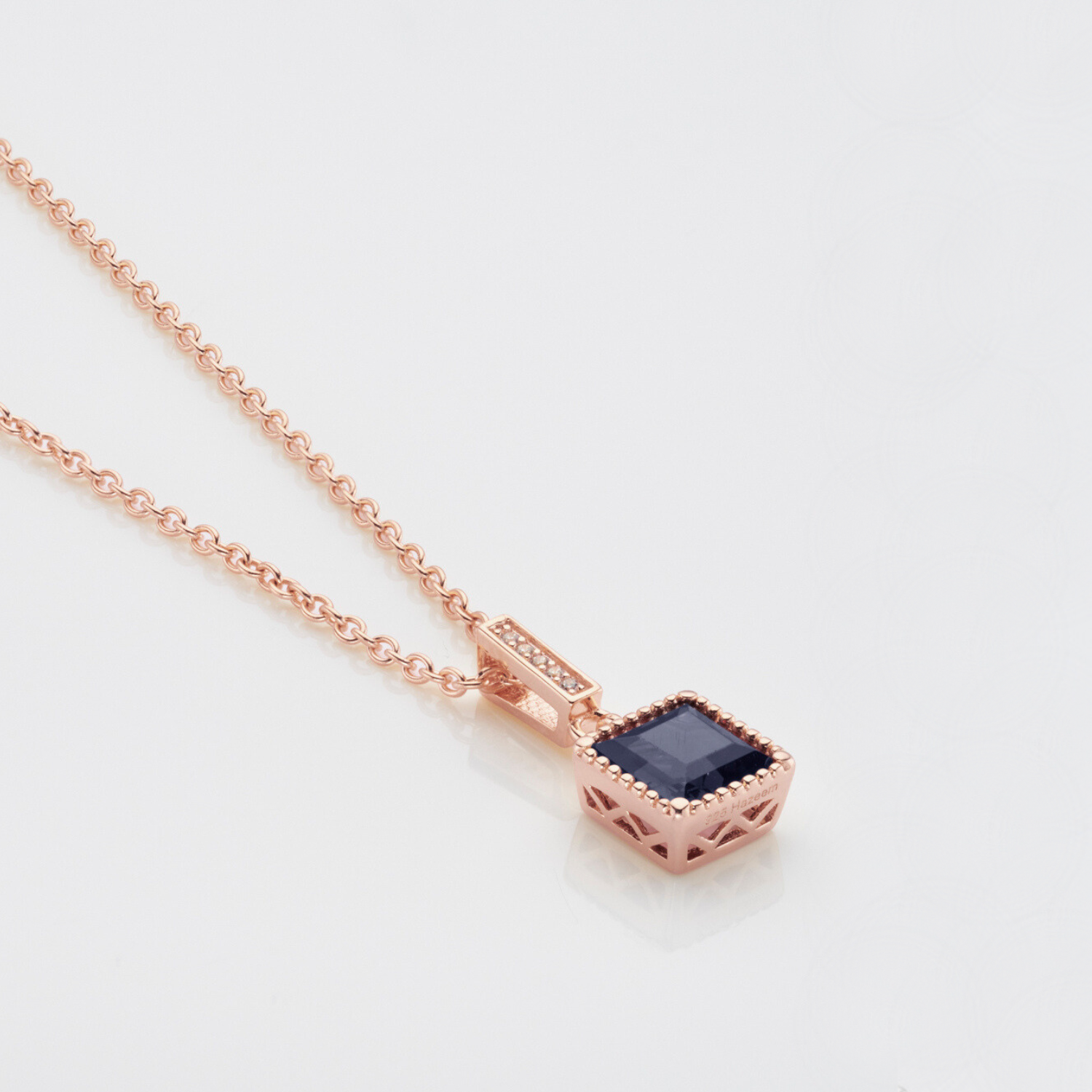 18k rose gold plated sterling silver Sapphire necklace