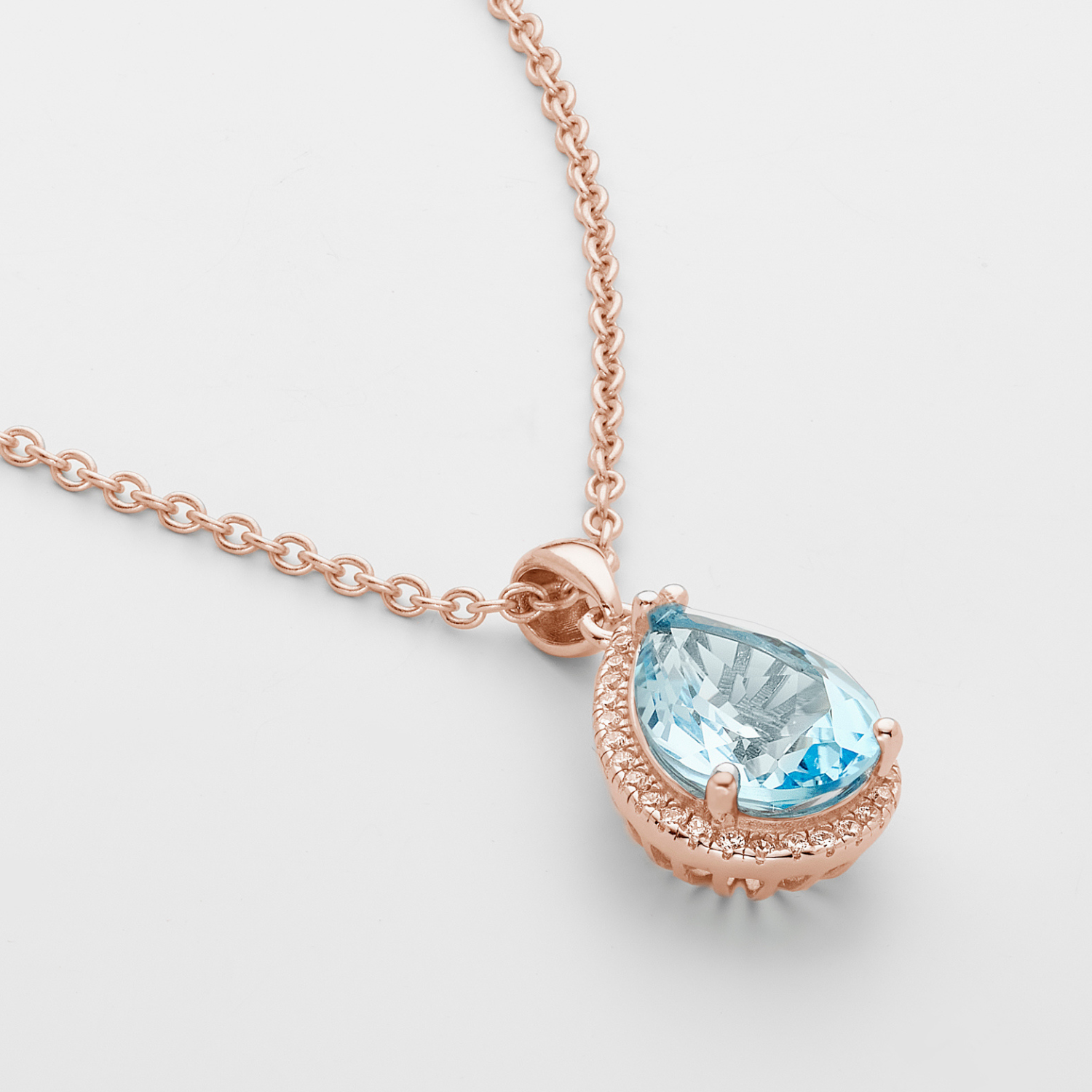 Luscious Blue Topaz Rose Gold Necklace