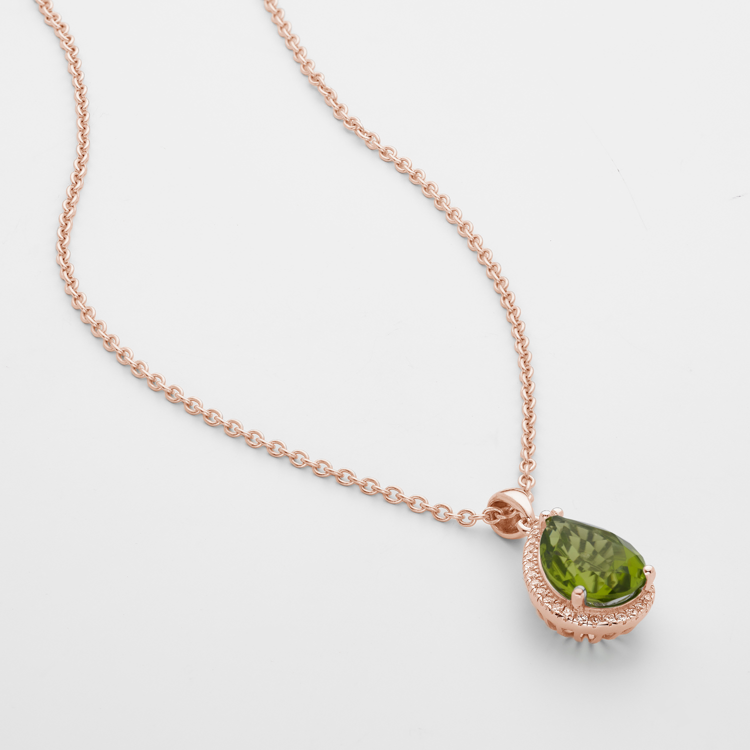 Rose gold peridot necklace clearance