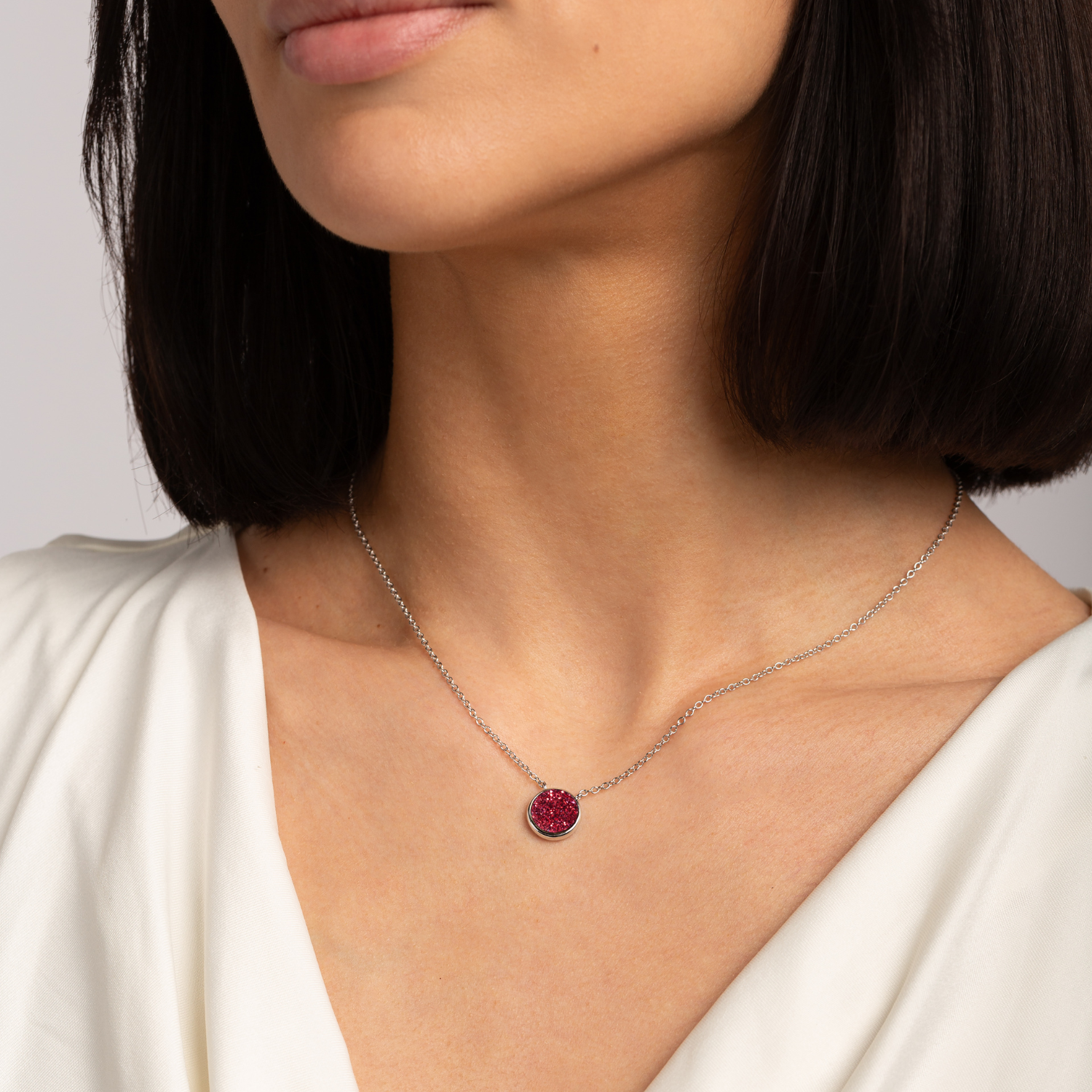 Elara Silver Red Necklace