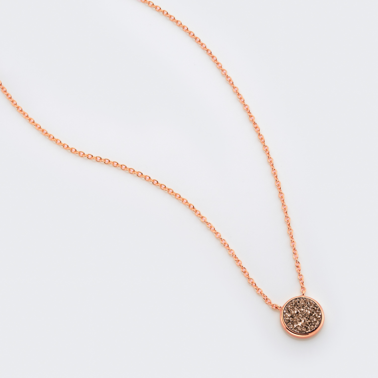 18k rose gold plated sterling silver Rose Druzy necklace