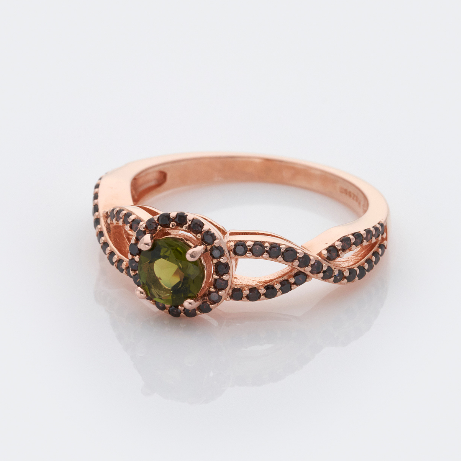 18k rose gold plated sterling silver green Tourmaline ring