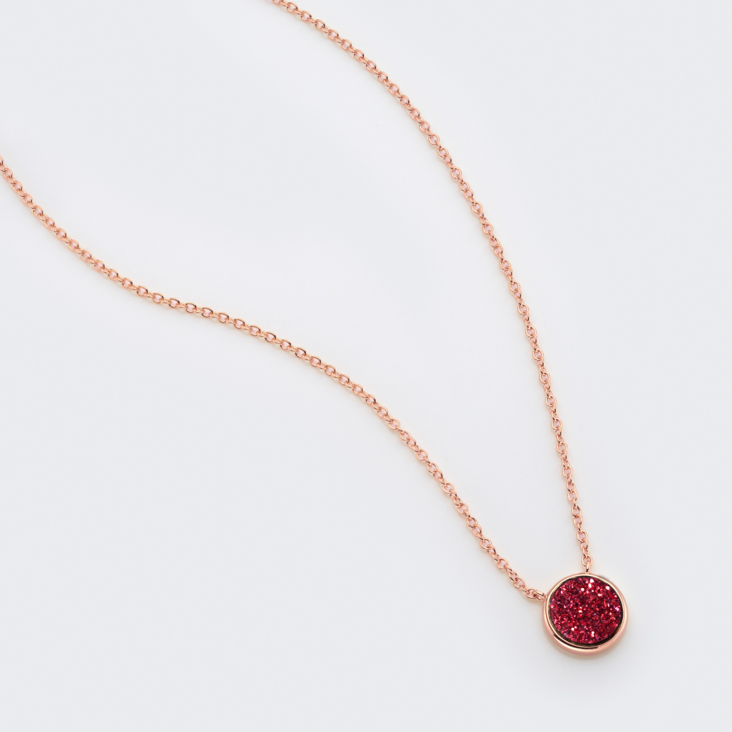 18k rose gold plated sterling silver Red Druzy necklace