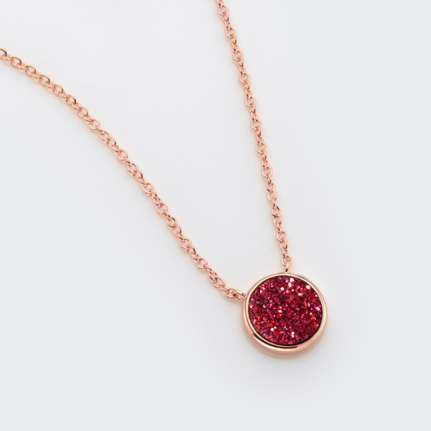 18k rose gold plated sterling silver Red Druzy necklace