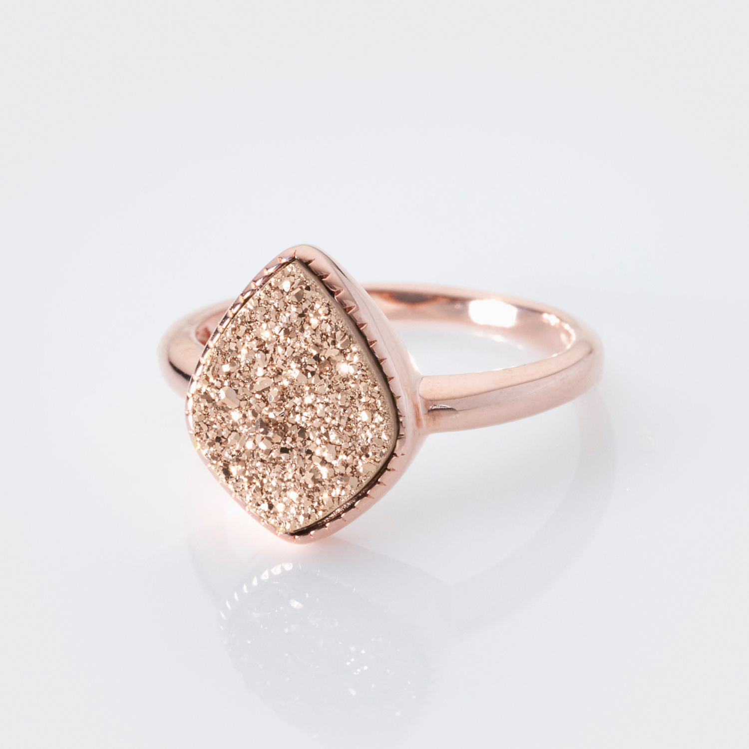 18k rose gold plated sterling silver Rose Druzy ring
