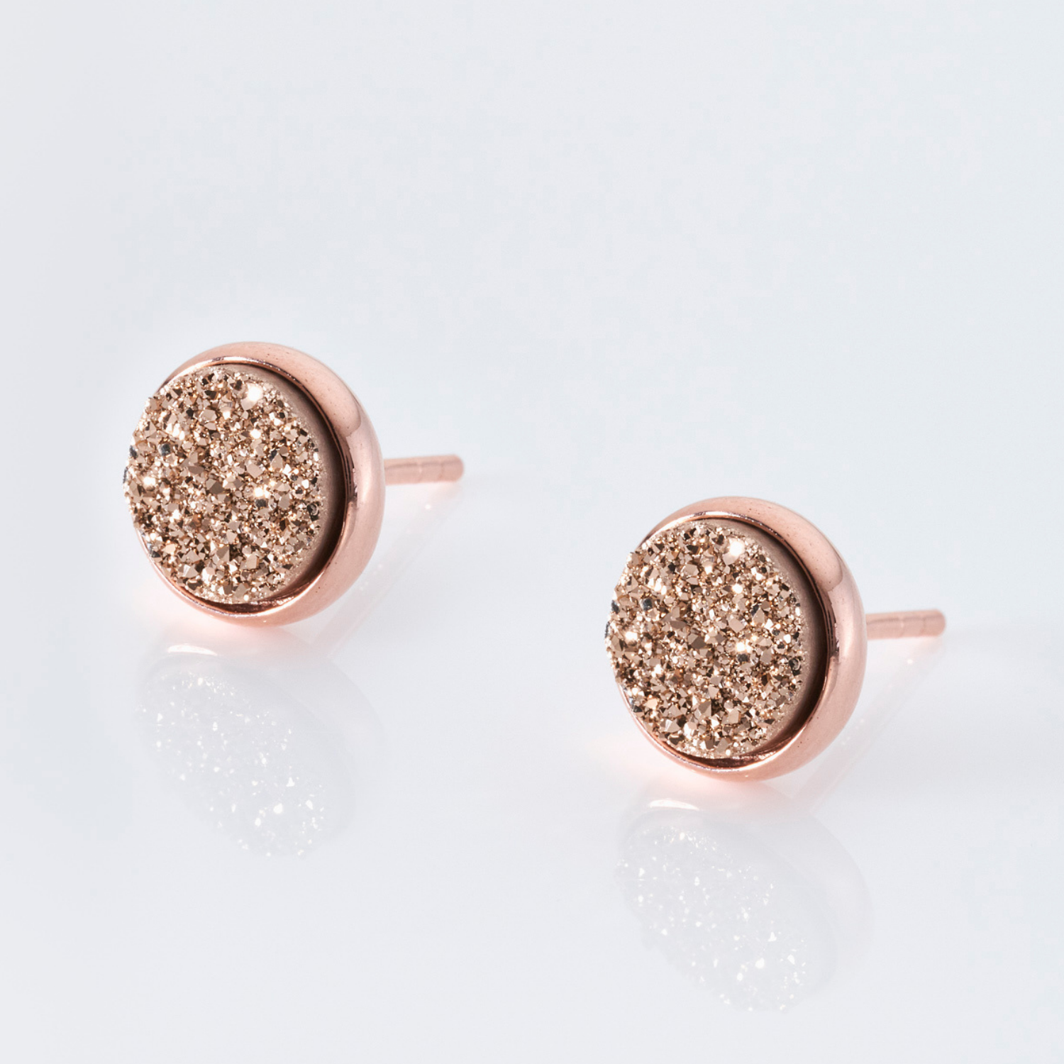 18k rose gold plated sterling silver Rose Druzy stud earrings