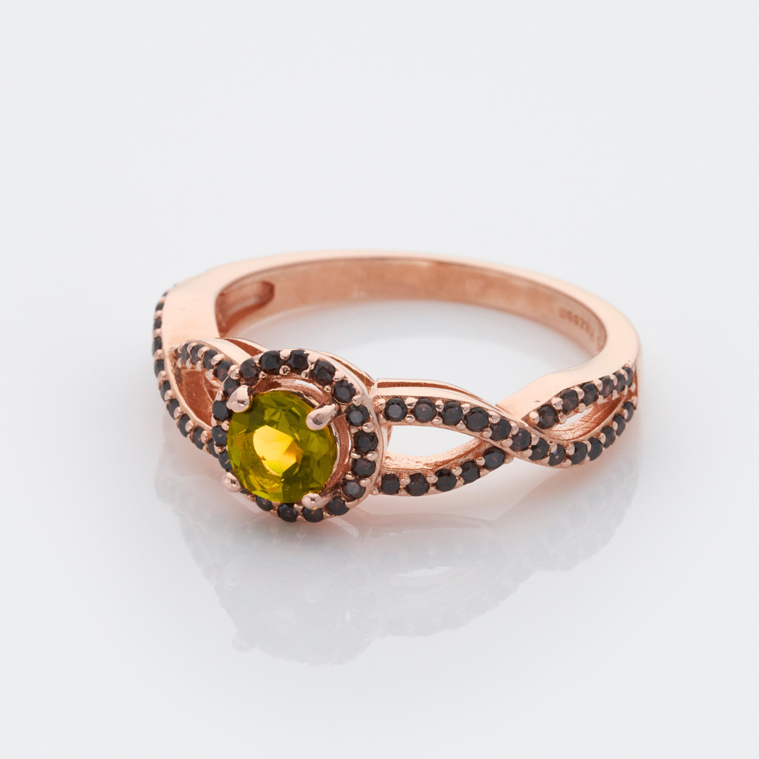 18k rose gold plated sterling silver yellow Tourmaline ring
