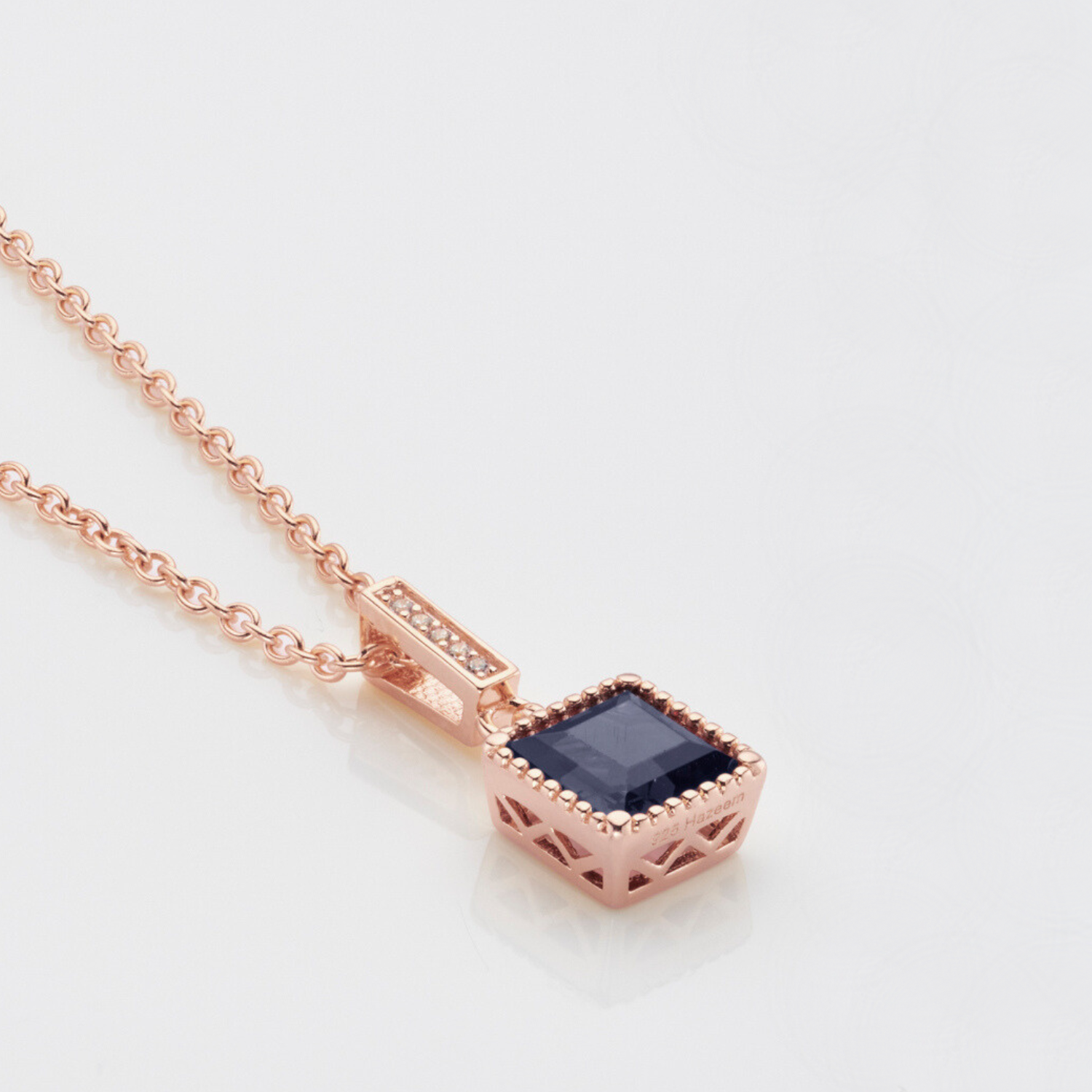 18k rose gold plated sterling silver Sapphire necklace