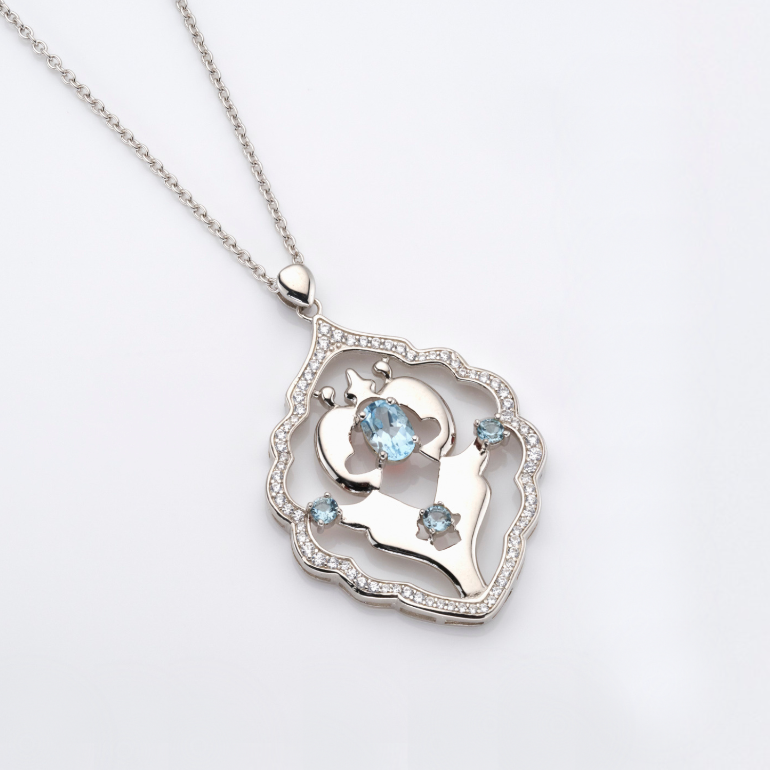 925 sterling silver blue topaz iznik necklace