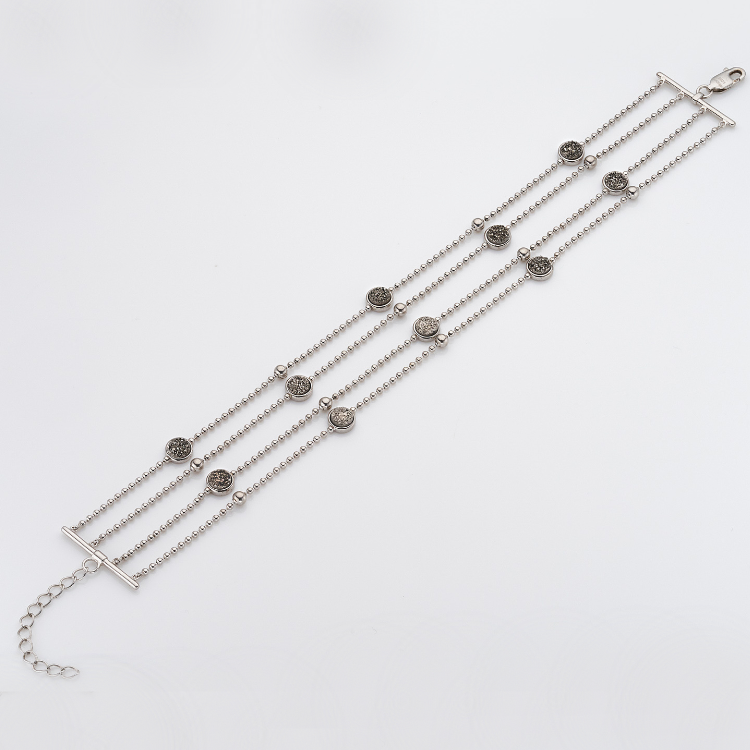 rhodium plated sterling silver Druzy bracelet