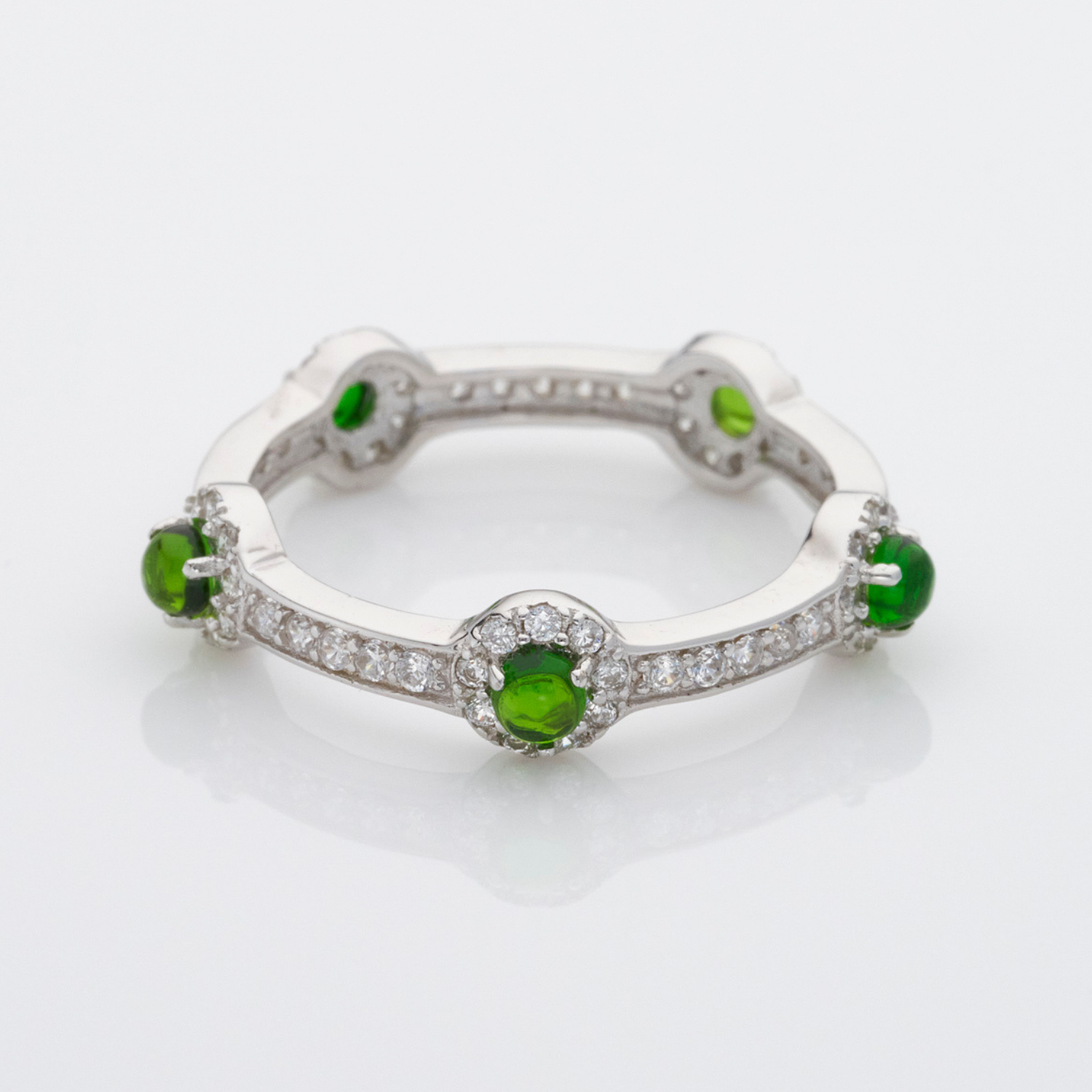 925 sterling silver green diopside ring