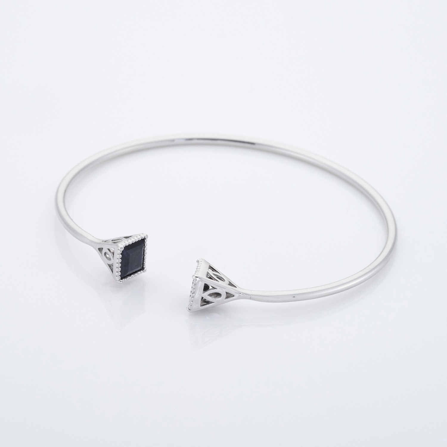 rhodium plated sterling silver Sapphire bangle