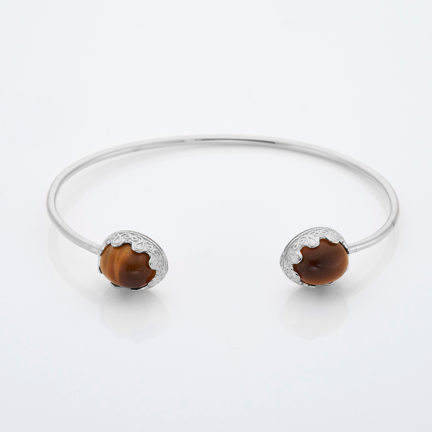925 sterling silver tiger eye bangle