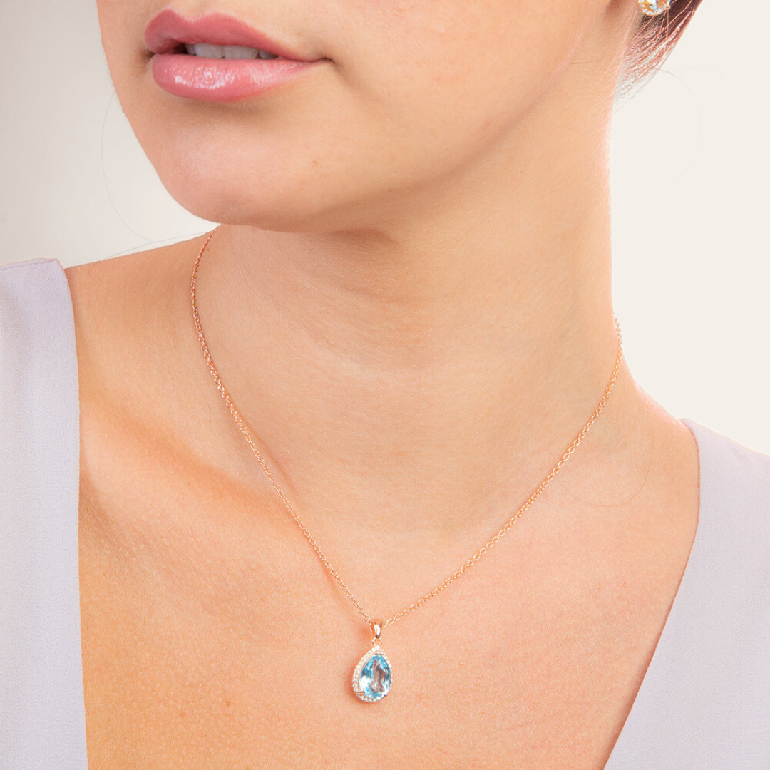 luscious rose gold blue topaz necklace