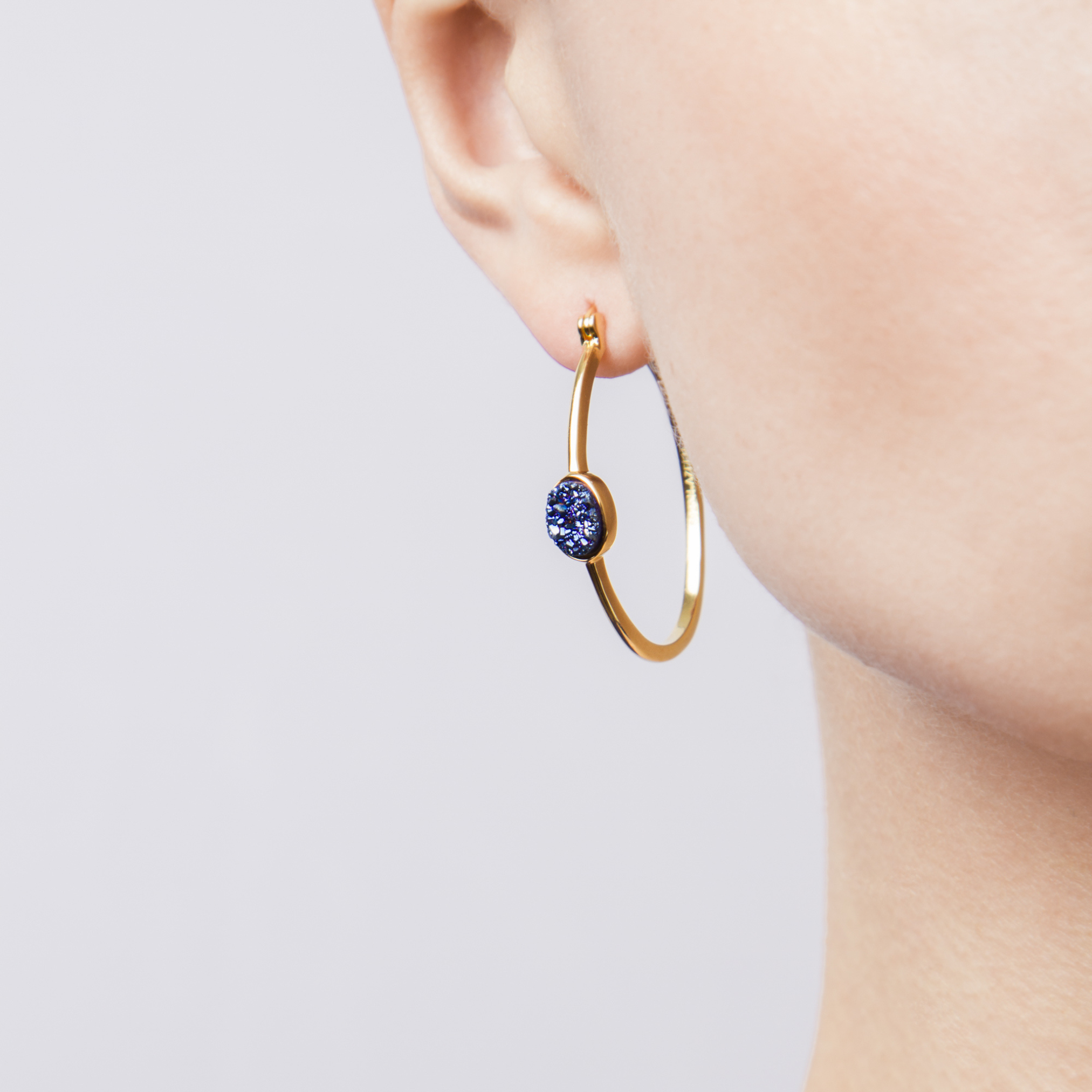 Elara's Gold Blue Hoops - H.AZEEM London