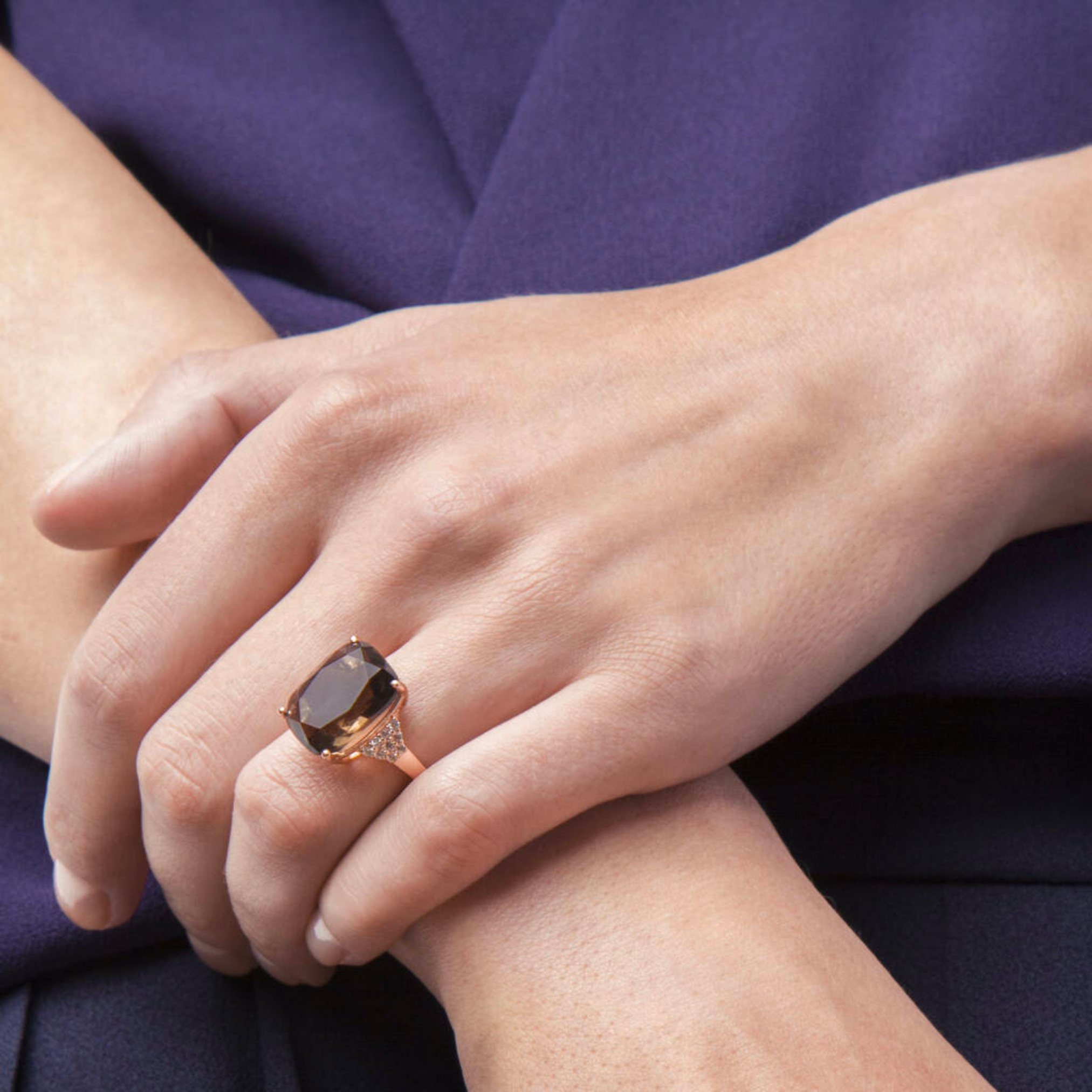 Smoky Quartz Rose Gold Ring