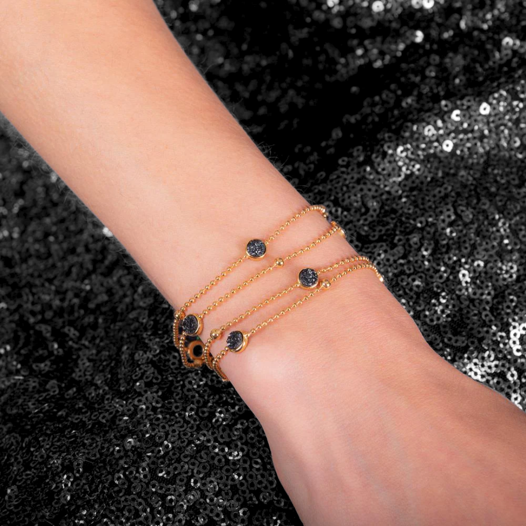 Elara Gold Black Bracelet