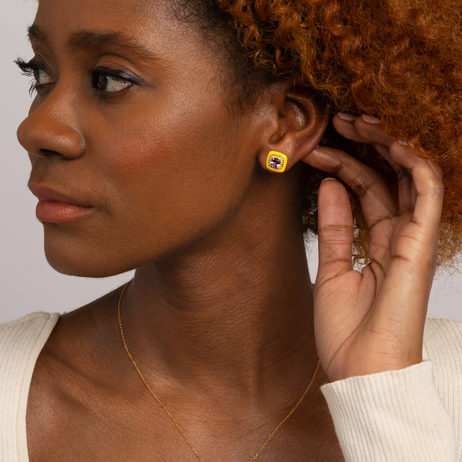 Athena Amethyst Earrings - model