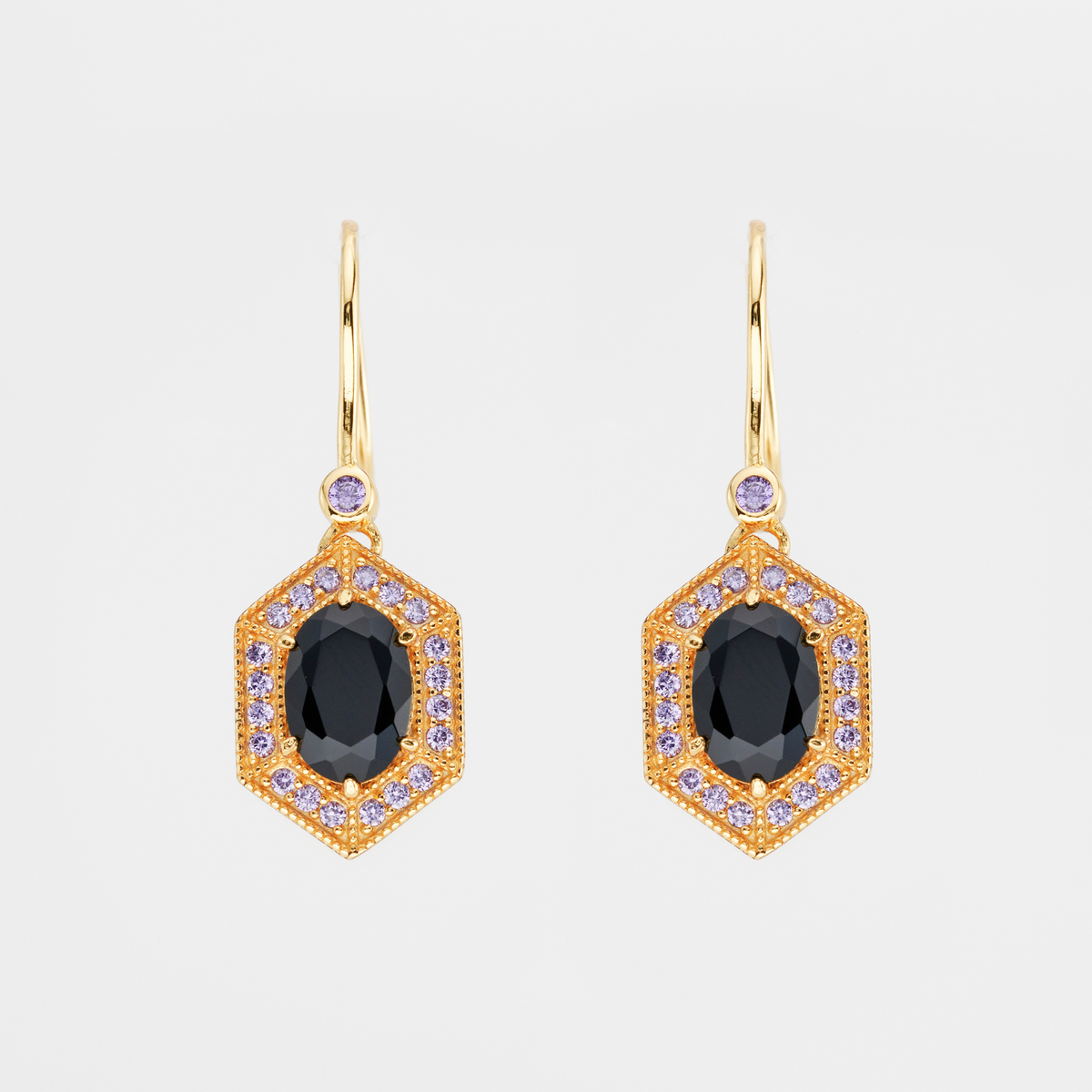 18k gold plated sterling silver black agate earrings