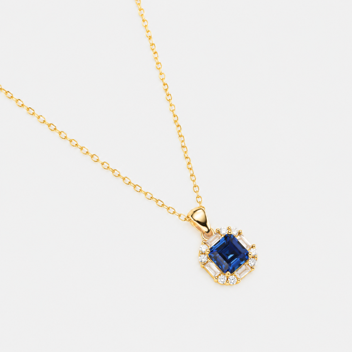 18k gold plated sterling silver sapphire necklace