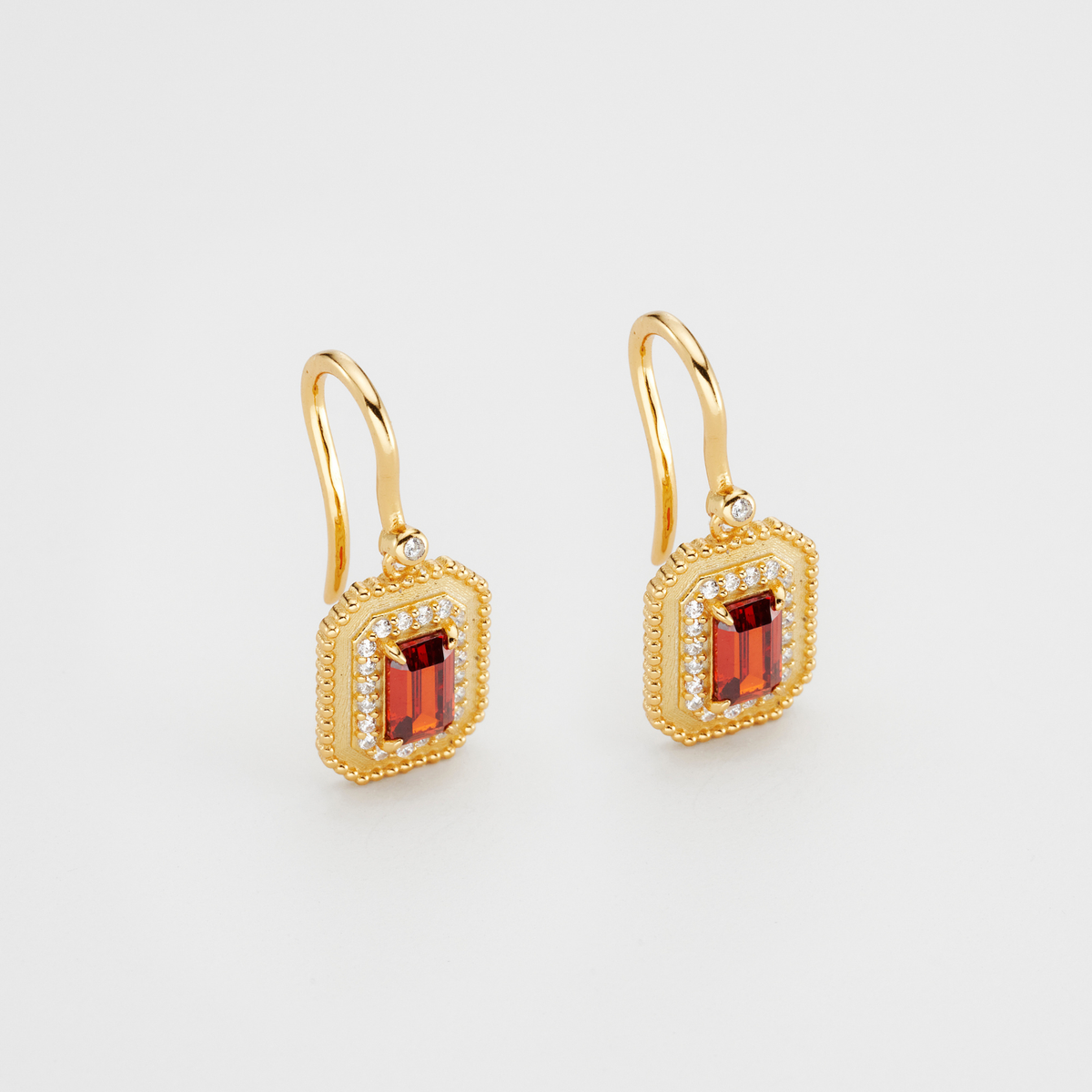 18k gold plated sterling silver garnet orb earrings