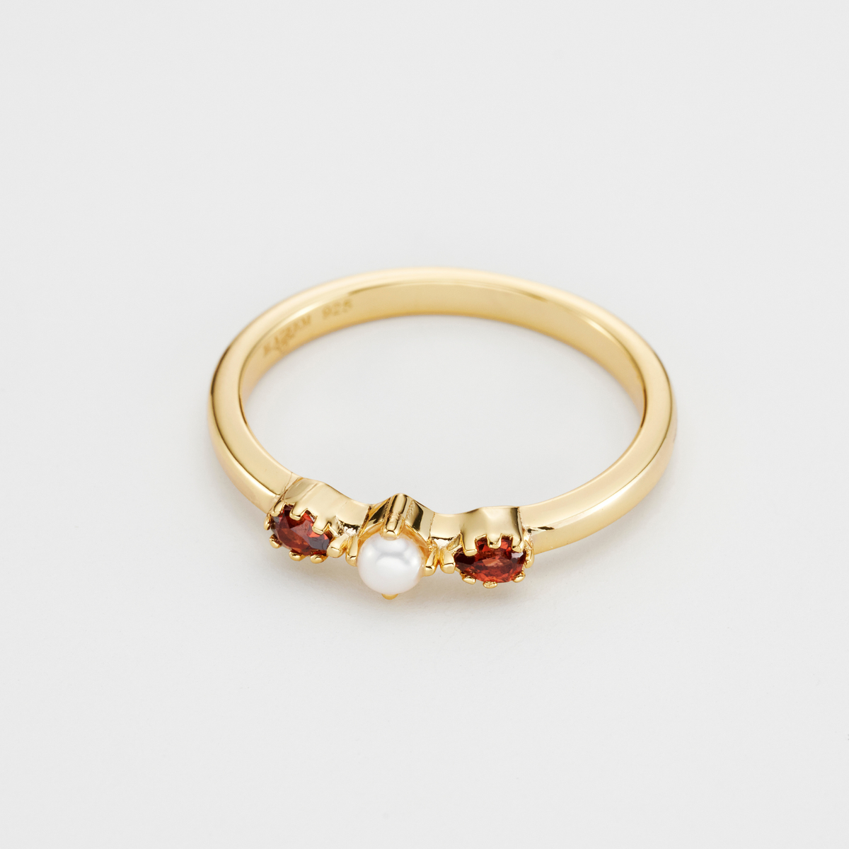 18k gold plated sterling silver garnet tiara ring