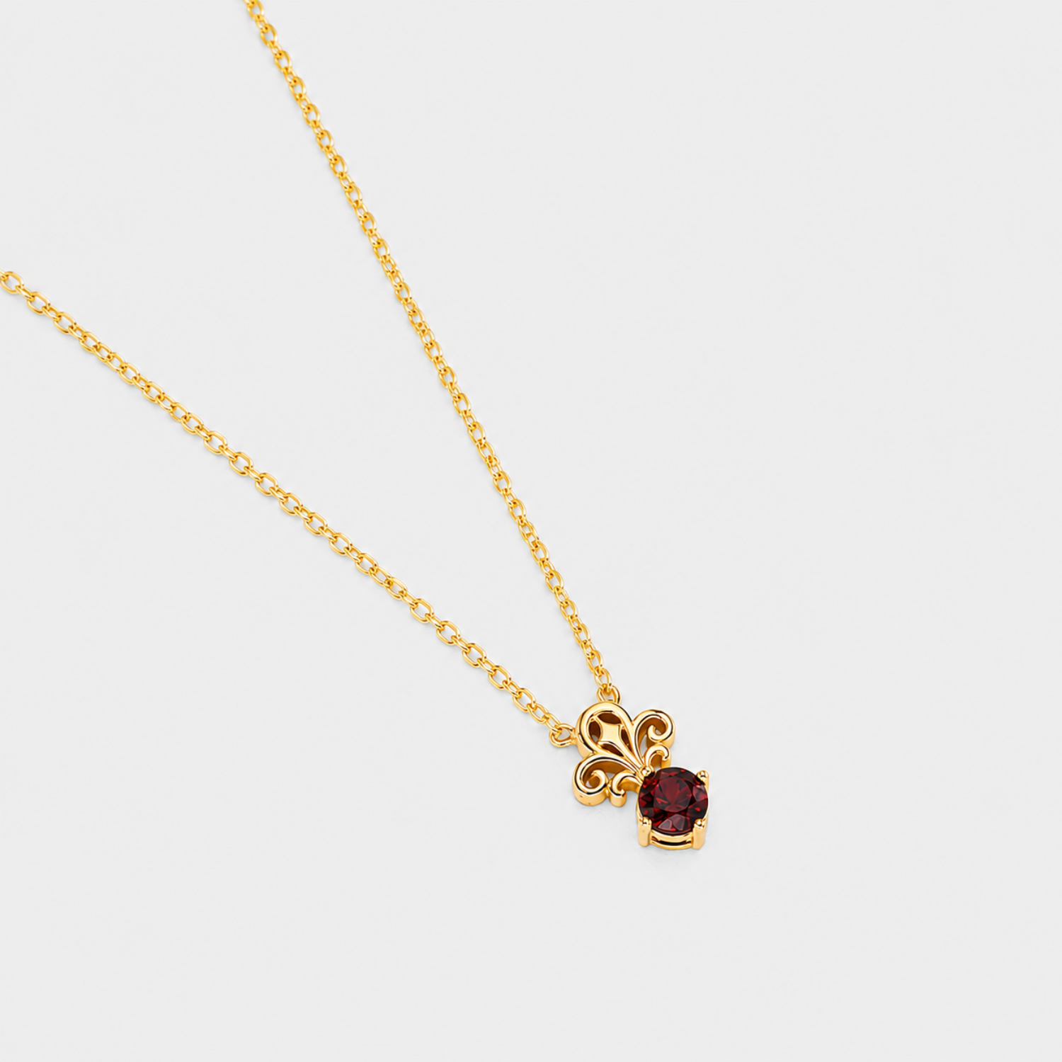 18k gold plated sterling silver garnet tijou necklace
