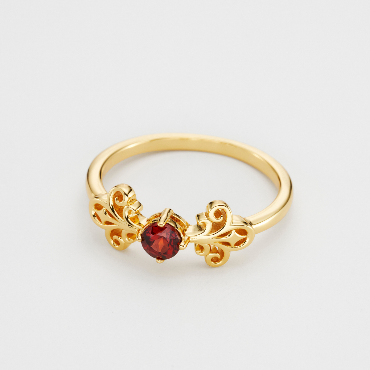 18k gold plated sterling silver garnet tijou ring