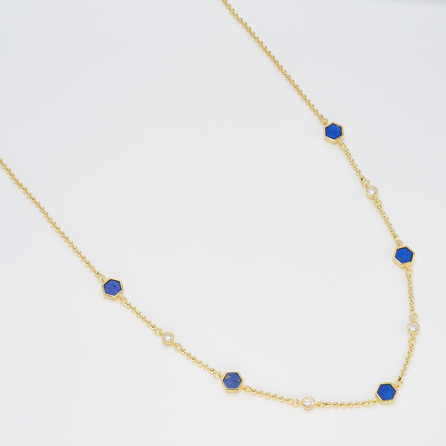 18k gold 925 sterling silver lapis lazuli chain necklace