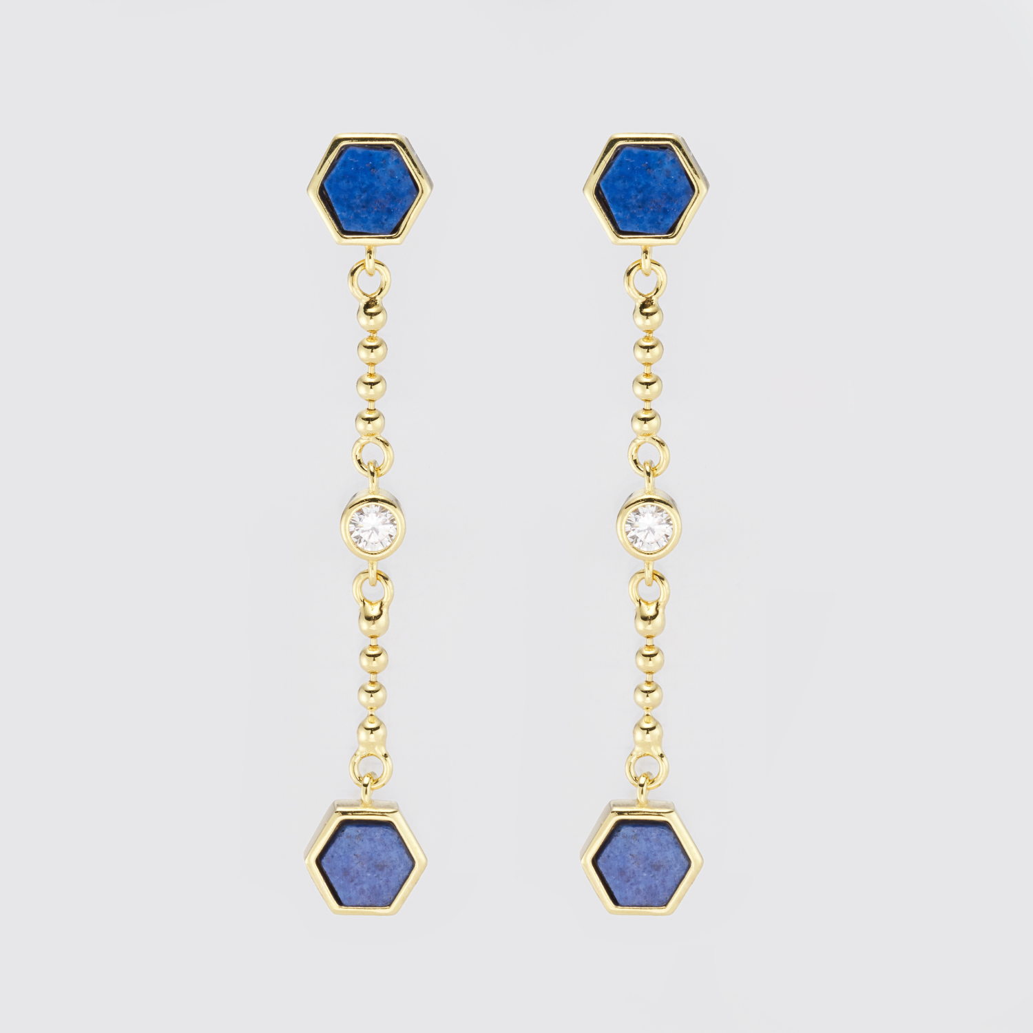 18k gold plated 925 sterling silver lapis lazuli drop earrings