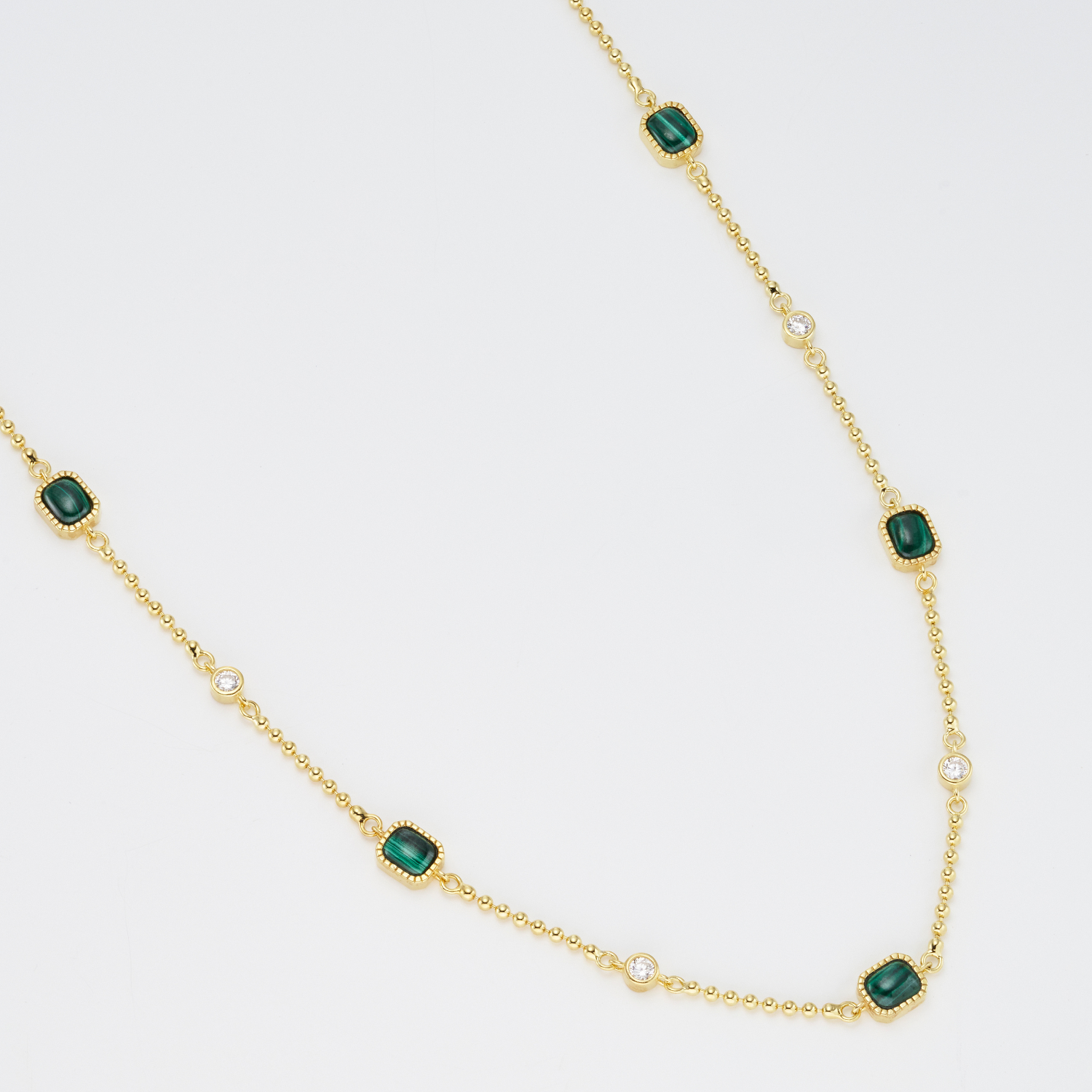 18k gold 925 sterling silver malachite necklace 