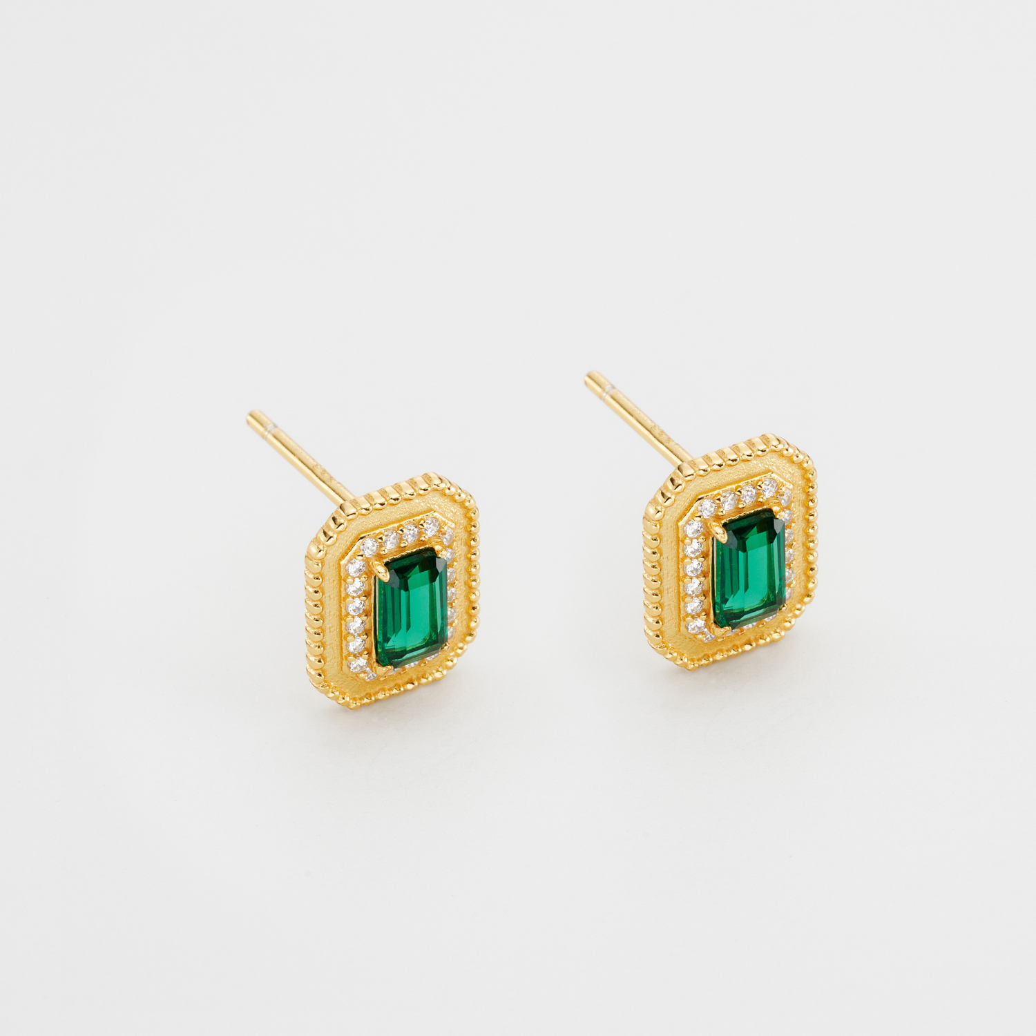 18k gold plated sterling silver moissanite stud earrings 